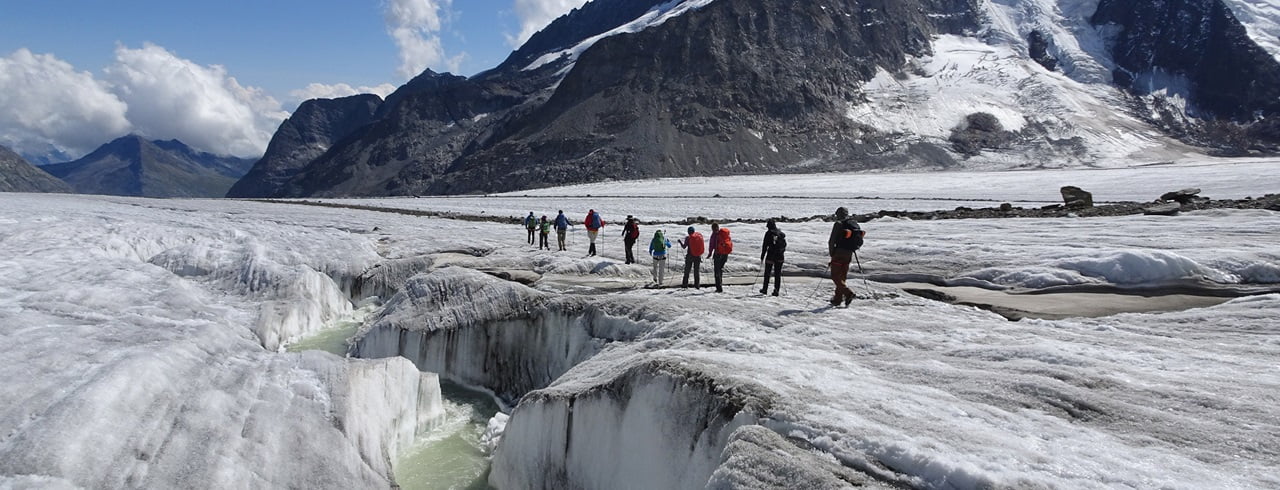 Wandern auf einem Gletscher
